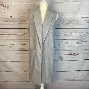 Anthropologie Joie Vest Womens Medium Light Gray Long Duster Cardigan Pockets‎